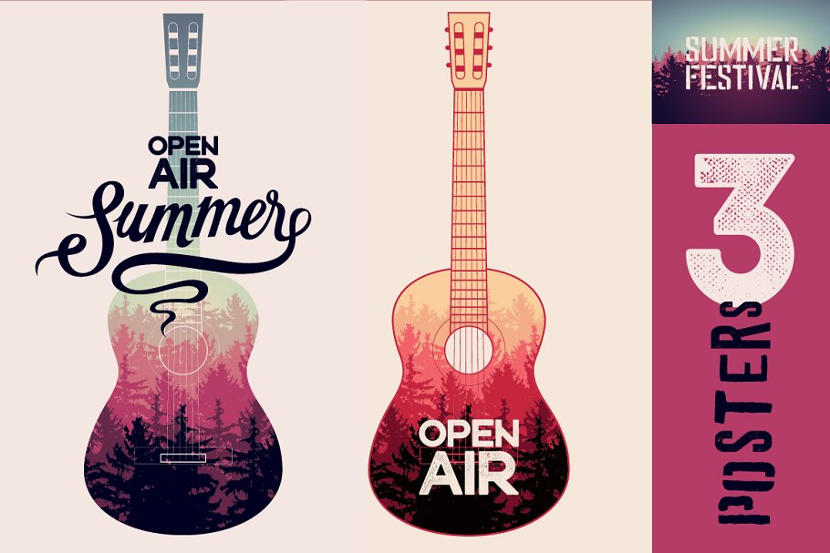 Download Summer open air Festival poster set.
