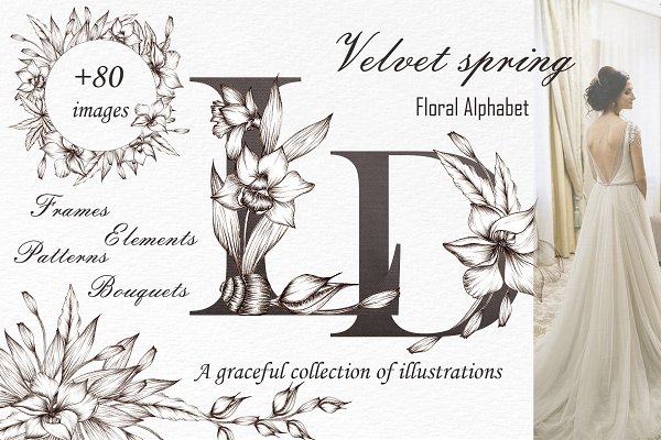 Download Vintage Flowers. Floral Alphabet.