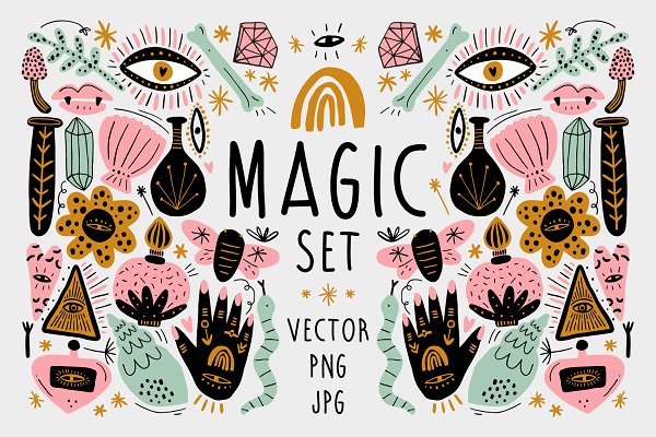 Download Vector Magic Witchcraft Elements Set