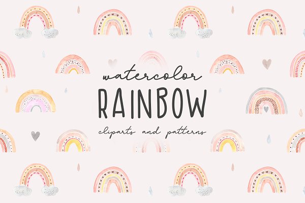 Download Watercolor Rainbow. Clipart Patterns