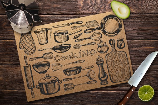 Download Kitchenware - sketch illustrations