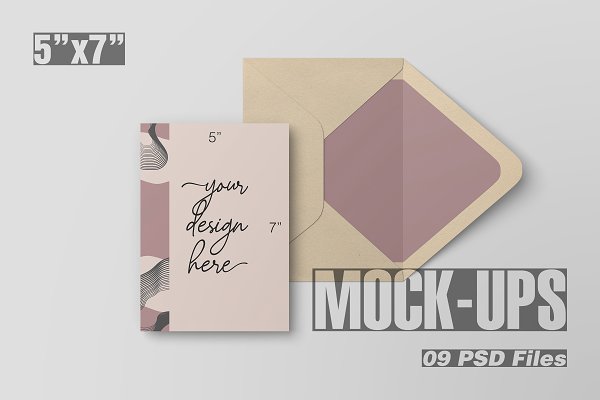 Download 5x7 Postcard & Envelope Mockup