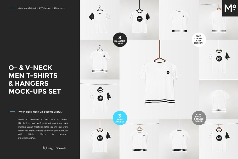Download O-& V-neck Men T-shirts Mock-ups Set