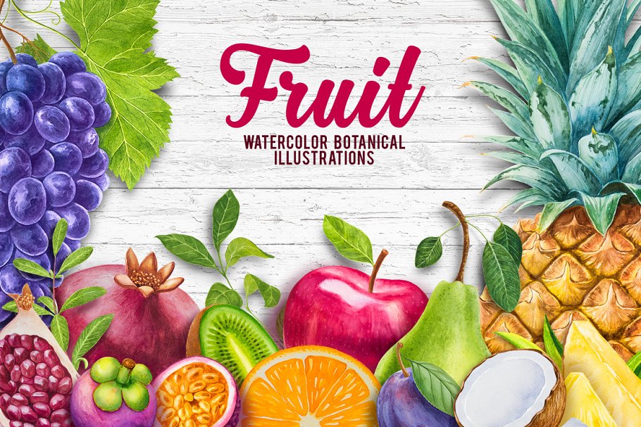 Download Watercolor Fruits collection