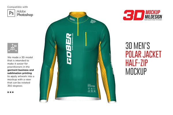Download 3DMen's Polar Jacket Half-zip Mockup
