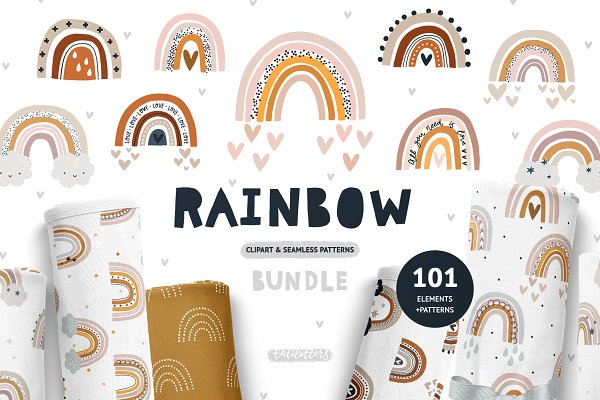 Download Rainbow Bundle | Clipart & Patterns