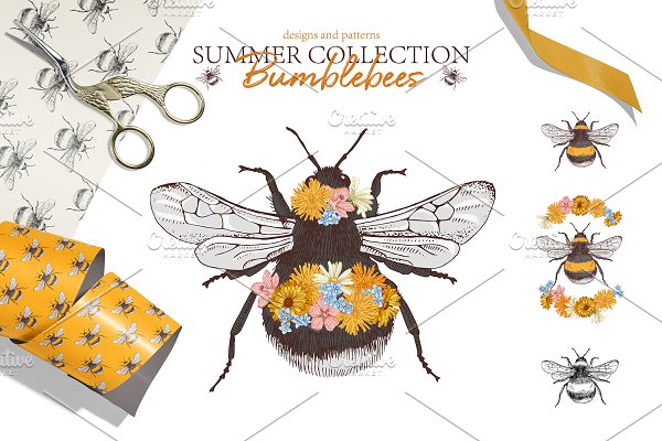 Download Designs and patterns with bumblebees