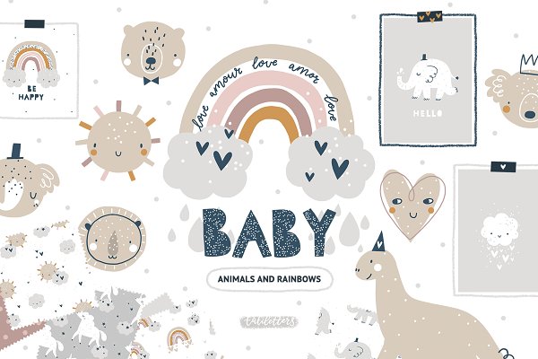 Download Baby Animals & Pastel Rainbows