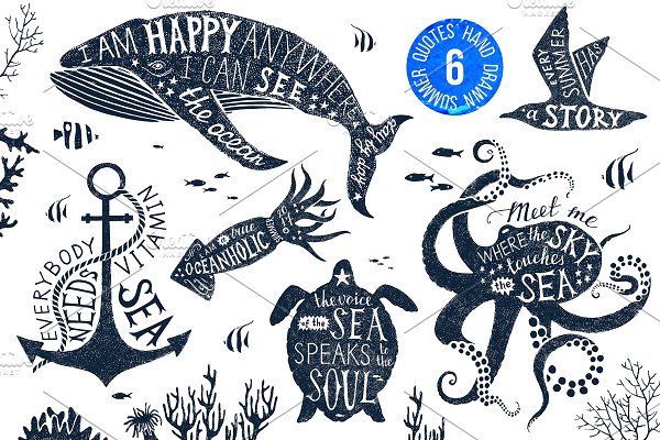 Download 6 hand drawn summer quotes