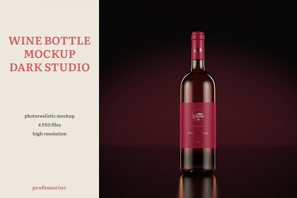 Download Wine Bottle Mockup — Dark Studio