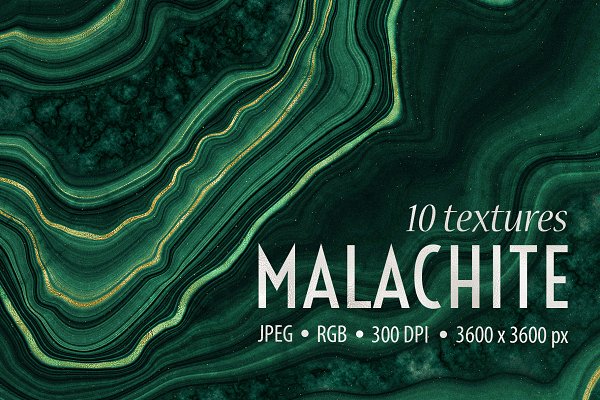 Download 10 Malachite & Gold Mineral Textures