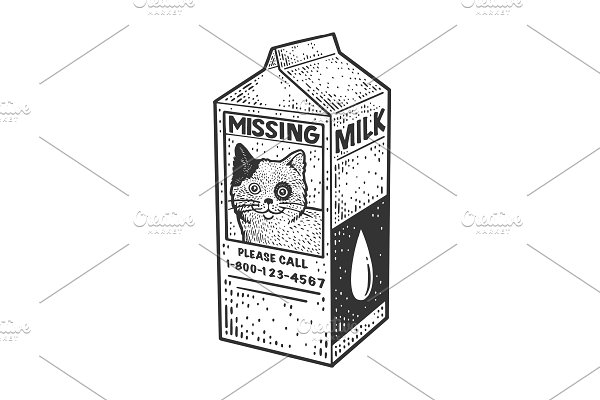 Download Milk with missing cat sketch vector