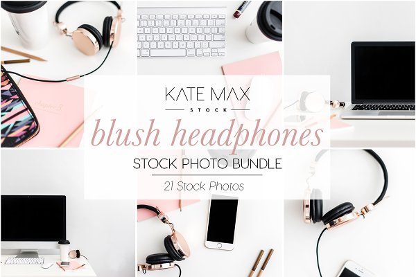 Download Blush Headphones Stock Photo Bundle