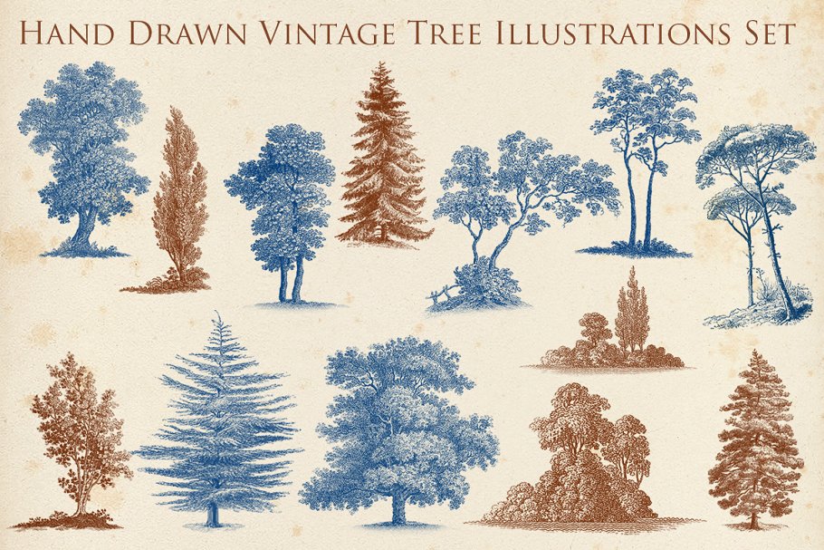 Download Hand Drawn Vintage Tree Set 1
