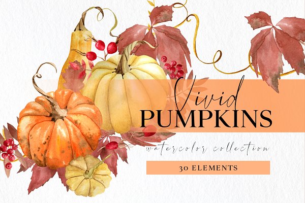 Download Watercolor fall pumpkin clipart