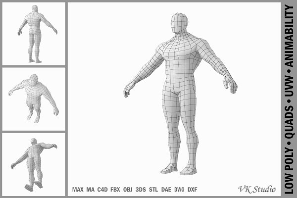 Download Bodybuilder Male Base Mesh in A Pose