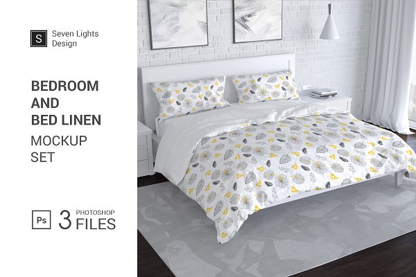 Download Bedroom and Bed Linen Mockup Set