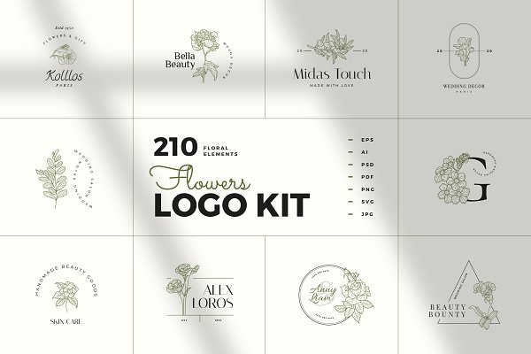 Download Flowers logo kit (210 Elements)