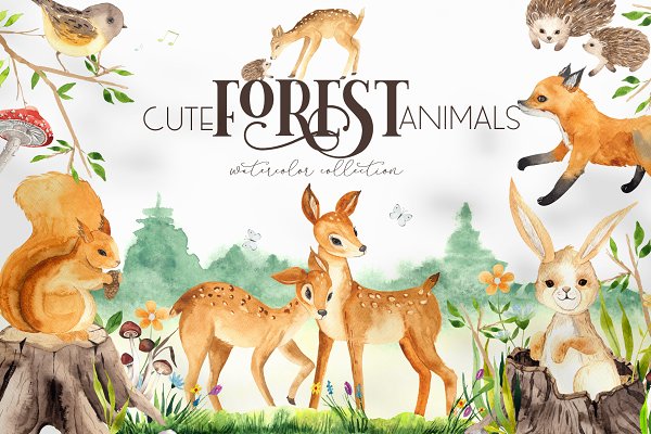 Download Watercolor Forest Animals