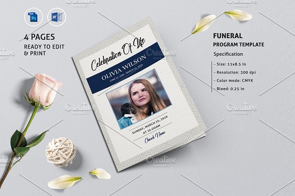 Download Funeral Program Template - V906