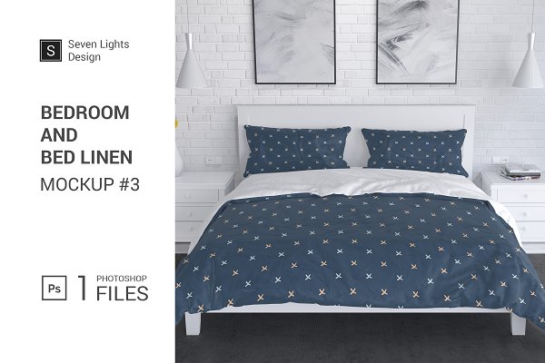 Download Bedroom and Bed Linen Mockup #3
