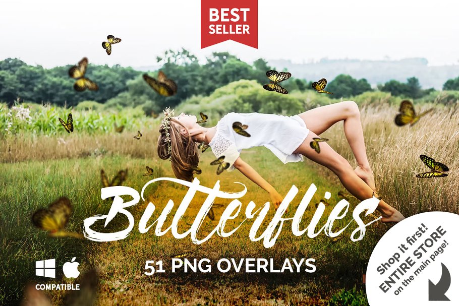 Download 21 Butterflies Photoshop Overlays