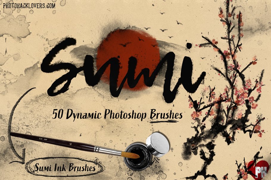Download 50 Sumi Brush Pack-Photoshop Brushes