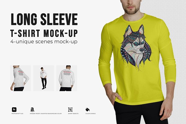 Download Long Sleeve T-shirt Mock-Up