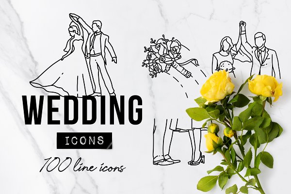 Download 100 Wedding Icons Set - Expanded