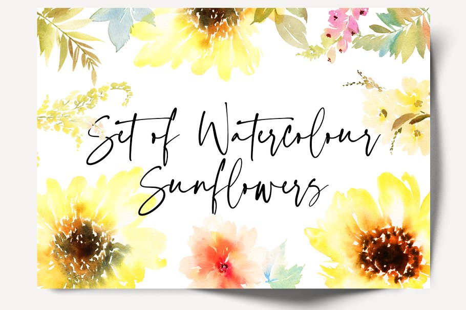 Download Set of Watercolour Sunflowers / DIY
