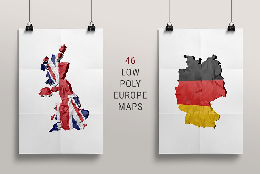 Download 46 Low-Poly European Maps/FLags