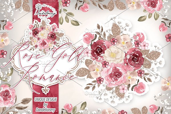 Download Watercolor Rose Gold Romance design