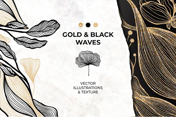 Download Gold & Black Waves. Lines