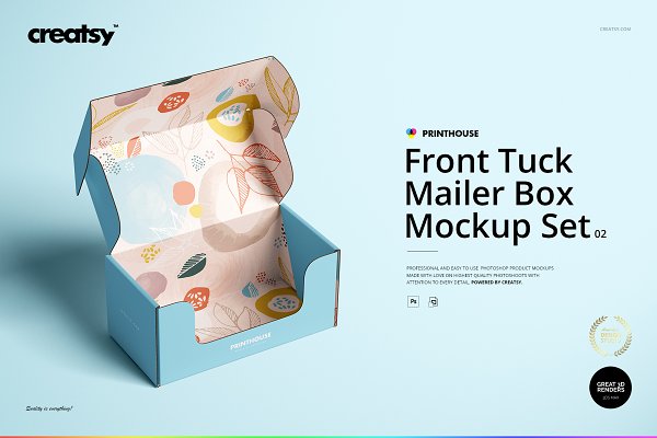 Download Front Tuck Mailer Box Mockup Set 02