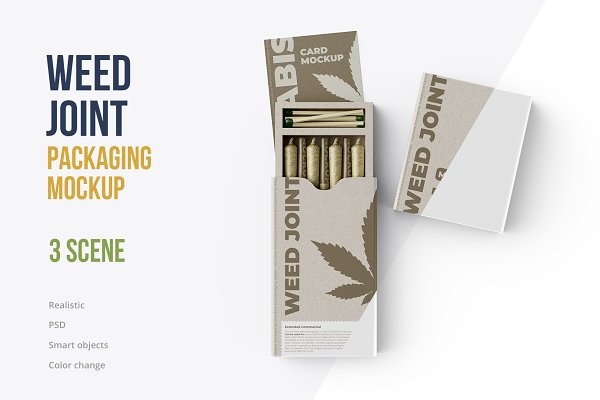 Download Weed Joint Packaging Mockup. 3 psd