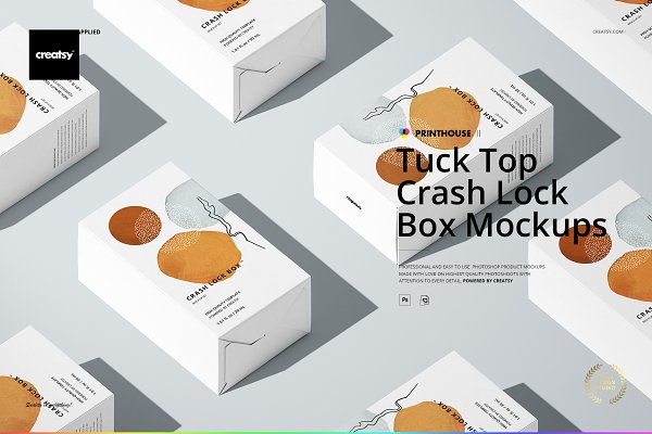 Download Tuck Top Crash Lock Box Mockup Set