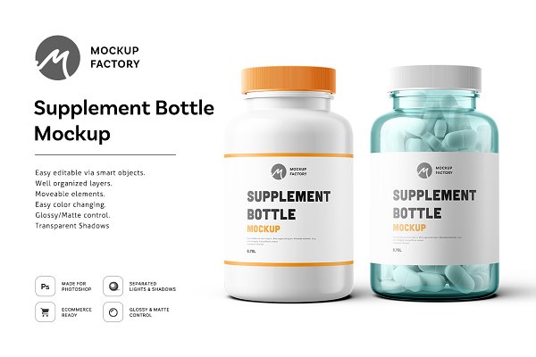 Download Supplement Bottle Mockup