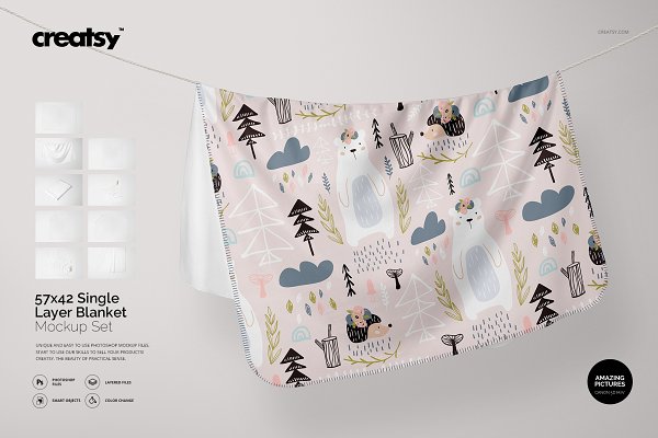 Download Single Layer Blanket Mockup Set
