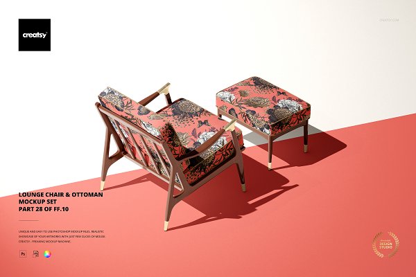 Download Lounge Chair & Ottoman Mockup Set