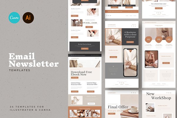 Download 24 CANVA Newsletter Templates