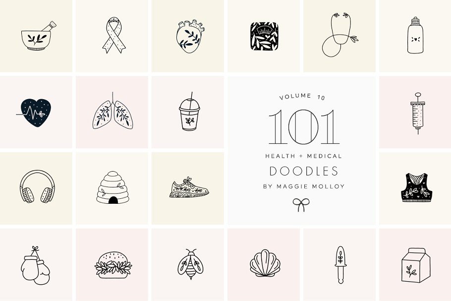 Download 101 Hand Drawn Logo Elements Health