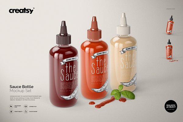 Download Sauce Bottle Mockup Set