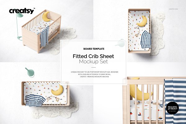 Download Fitted Crib Sheet + Adds Mockup Set