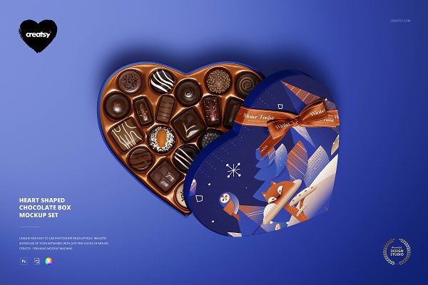Download Heart Shaped Chocolate Box Mockup