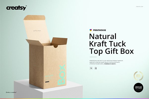 Download Kraft Tuck Top Gift Box Mockups Set