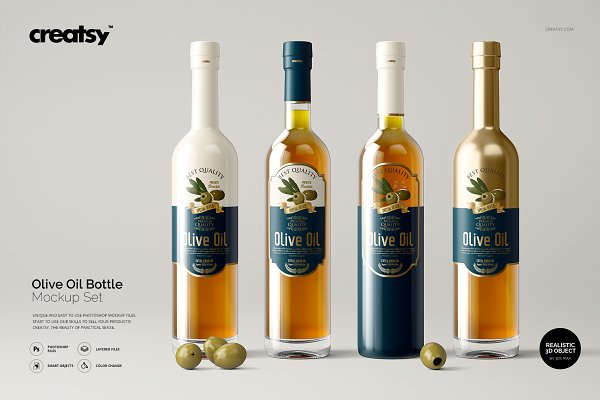 Download Olive Oil Bottle Mockup Set