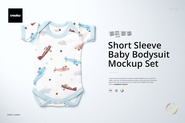 Download Baby Short Sleeve Bodysuit Mockup