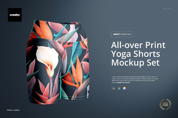 Download All-over Print Yoga Shorts Mockup