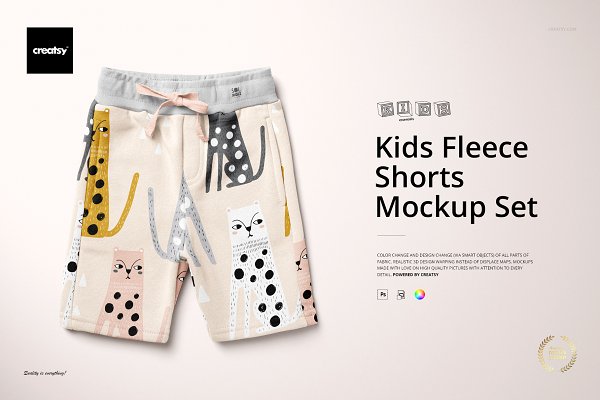 Download Kids Fleece Shorts Mockup Set