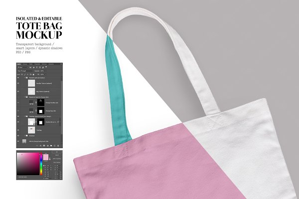 Download Isolated canva tote bag mockup